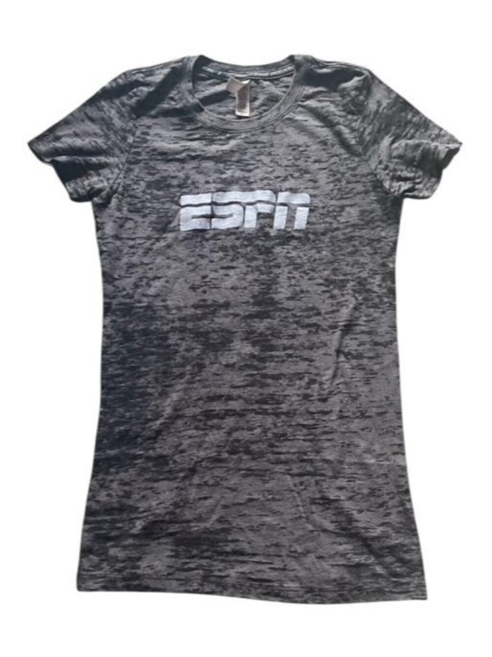 ESPN Womens Burnout Tee Shirt Gray Logo Graphic Size Small NWOT